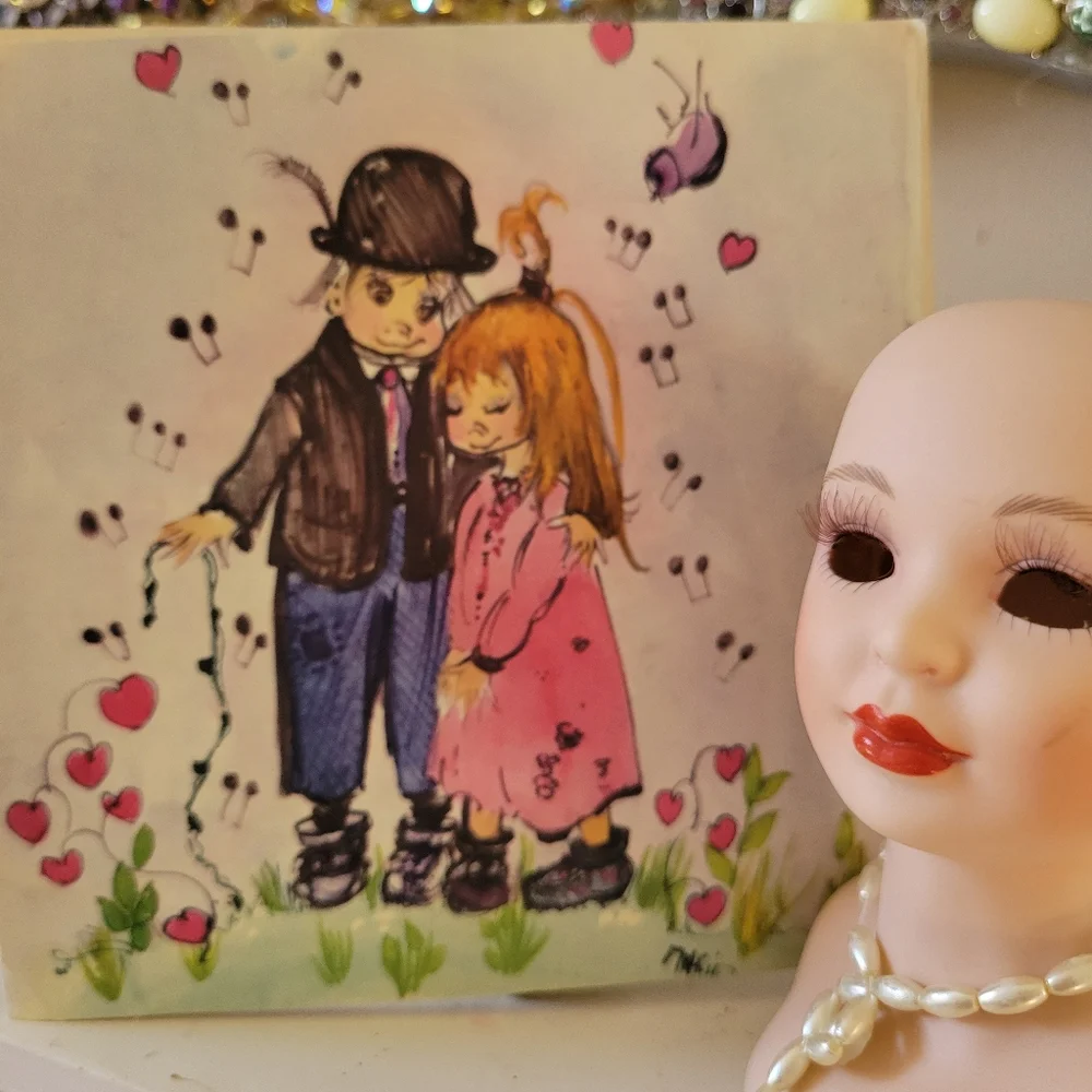 Vintage Made in France Birthday Card ~ 1960s ~ Frame-worthy! ~ Cute Couple